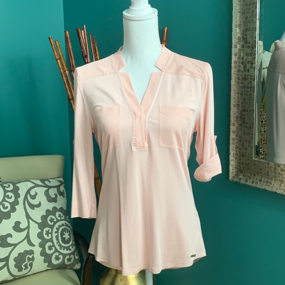 Calvin Klein Pale Pink V-Neck Tunic Top Small